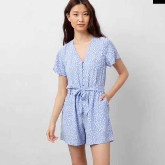 Rails Women's XS Sophia Sky Blue Daisies Romper Belt Blue EUC